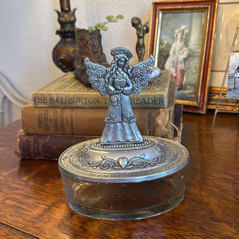 Vintage Pewter and Glass Angel Candy Dish - Picture 13 of 14